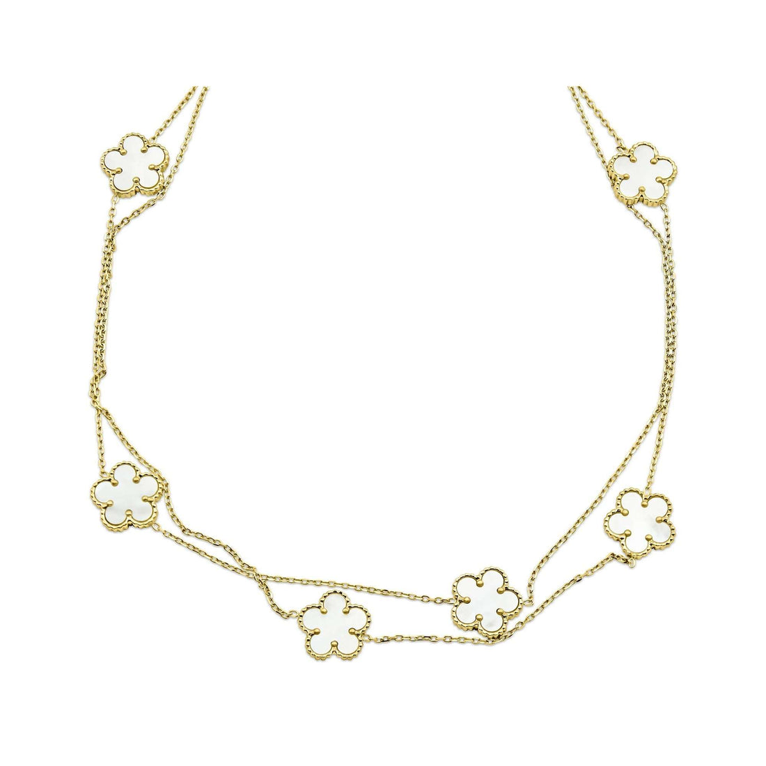 Double-strand white flower necklace
