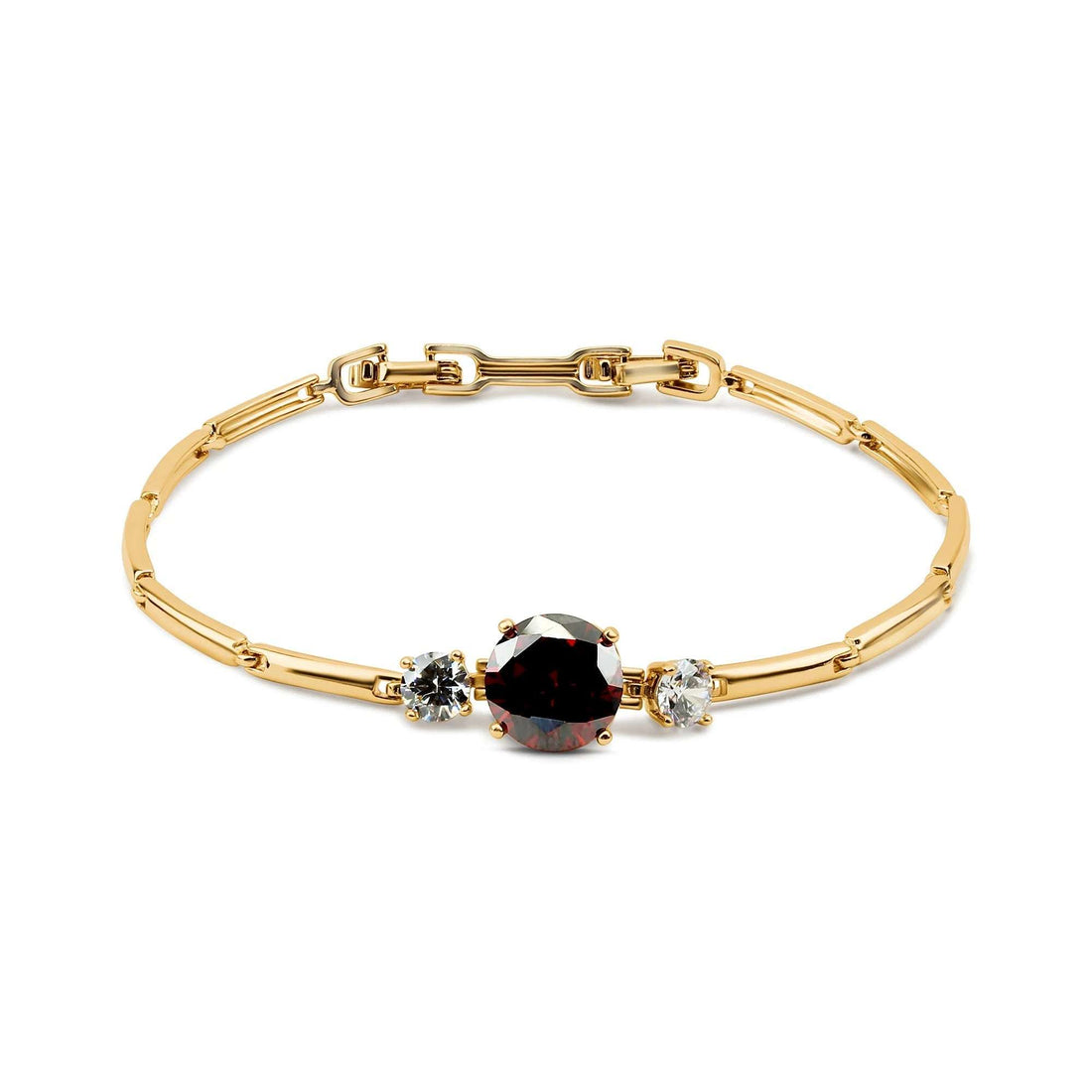 Deep red centre stone link bracelet