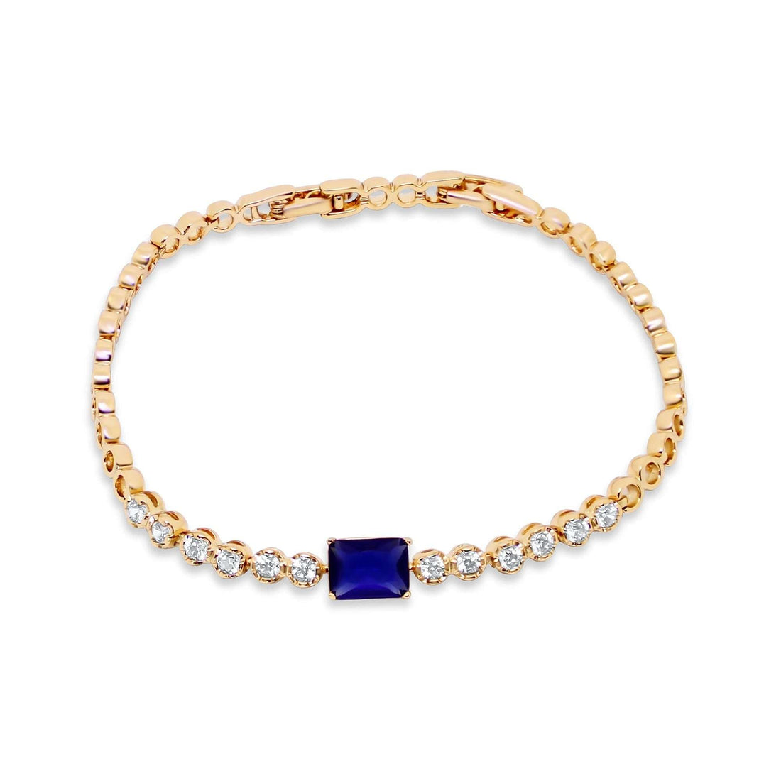 Tennis bracelet with a dark blue stone
