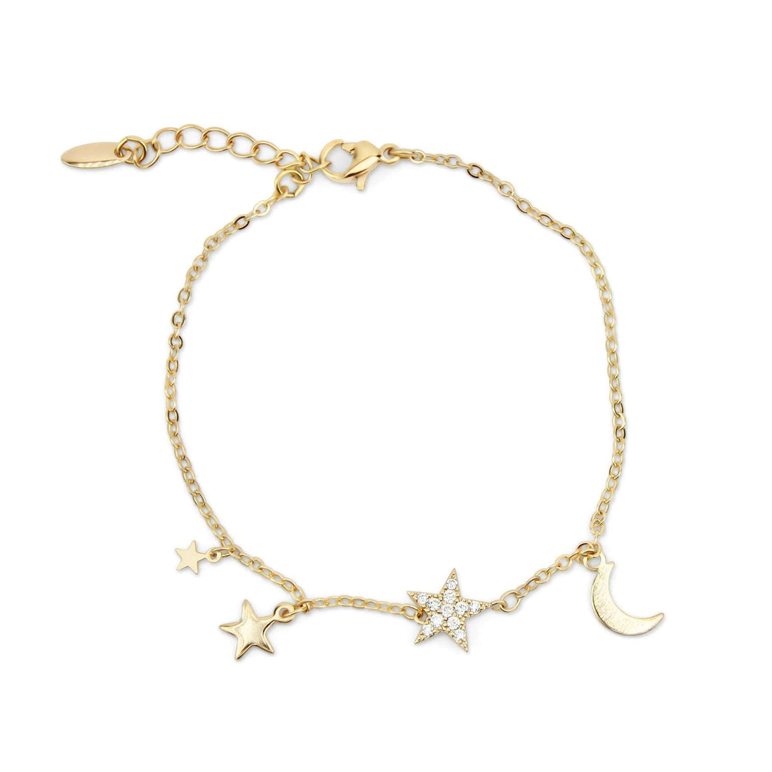 Star and moon charm bracelet, 17–20 cm