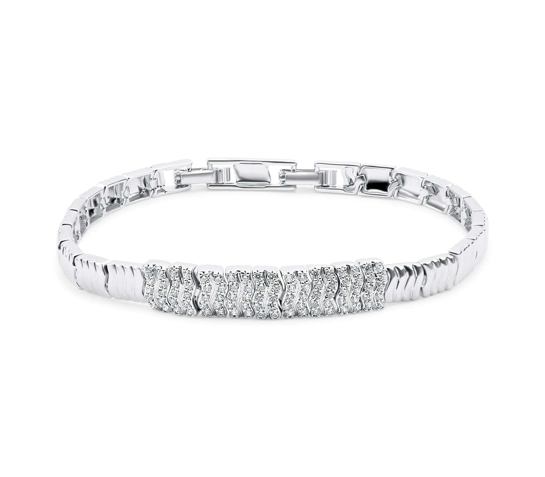 Wavy cubic zirconia tennis bracelet