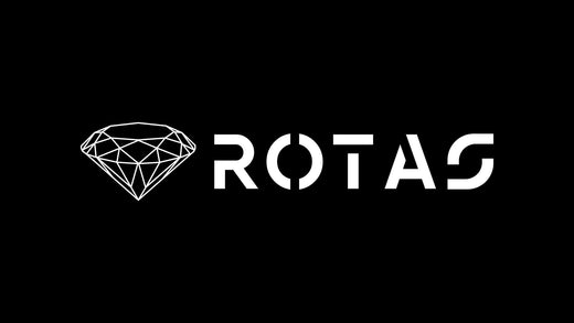 Minimalist white diamond-outline logo with the brand name on a black background