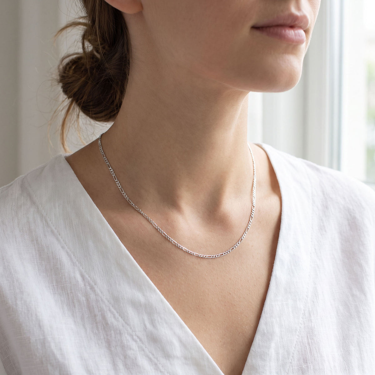 Silver-tone Figaro link chain for pendants