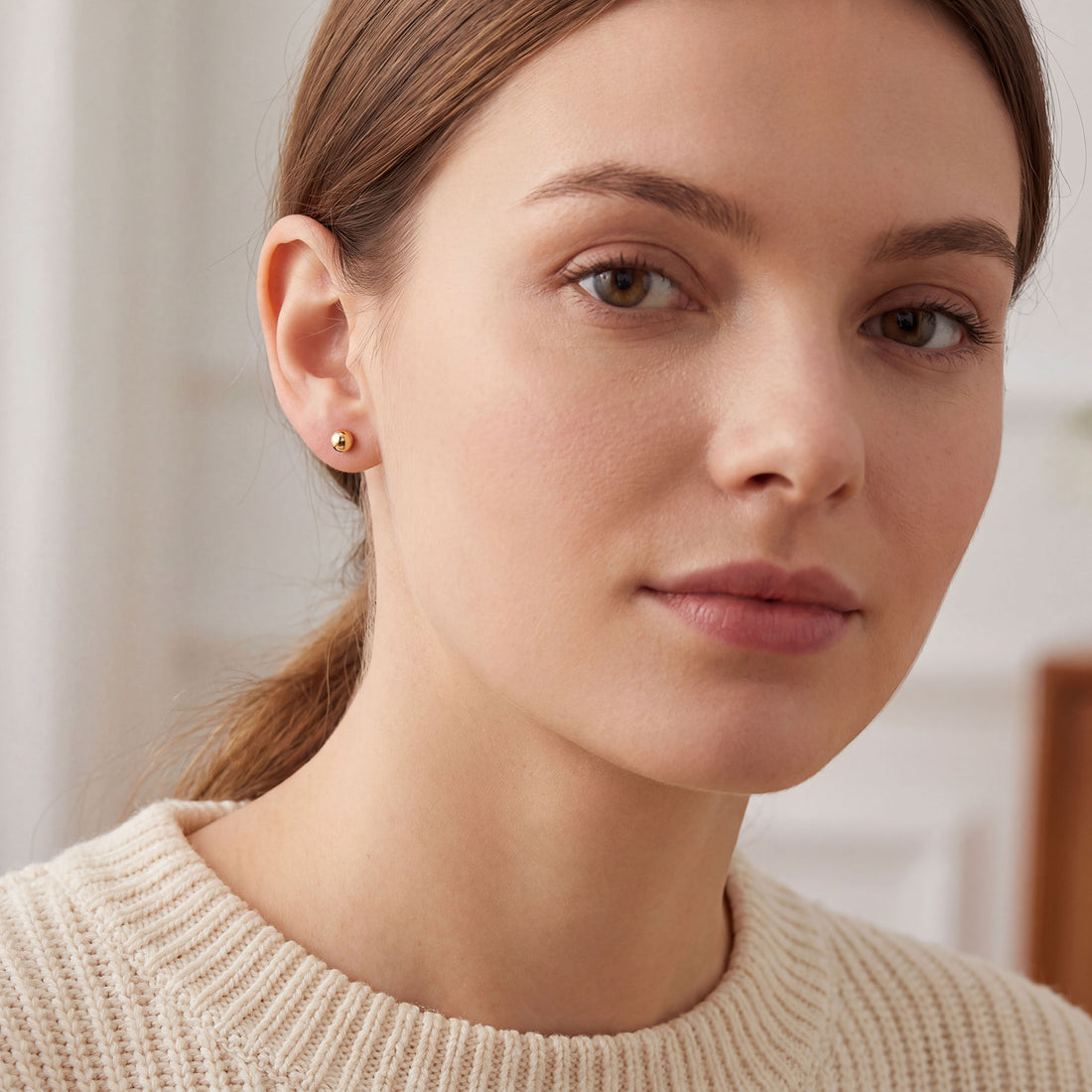 Gold | Small 5 mm ball earrings without stones