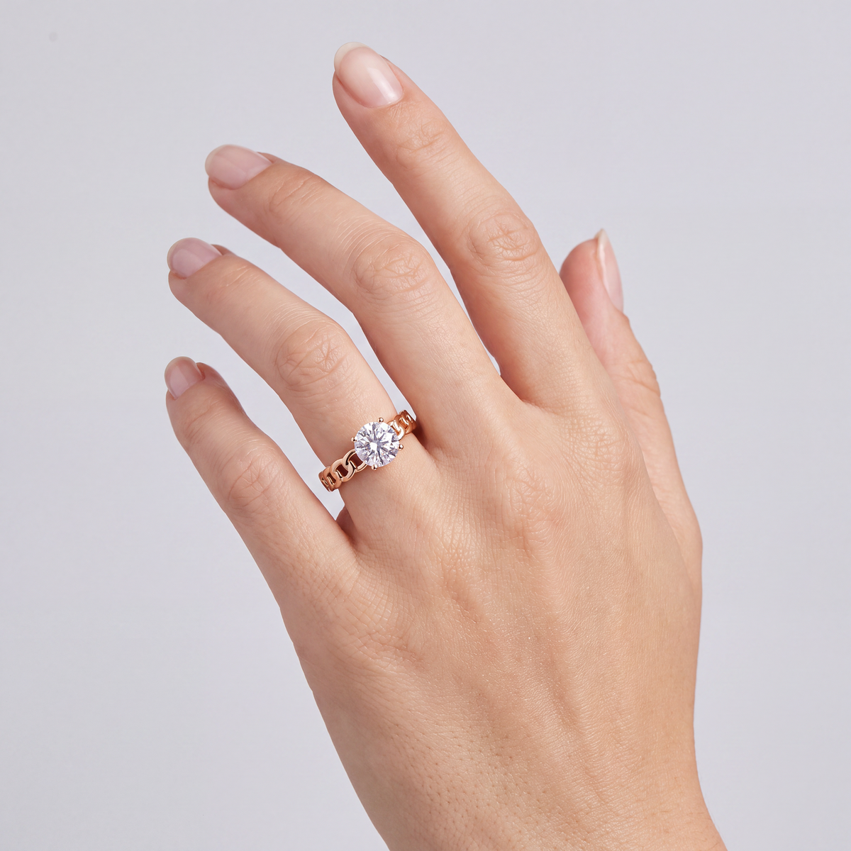 Gold-plated women's ring with a single stone