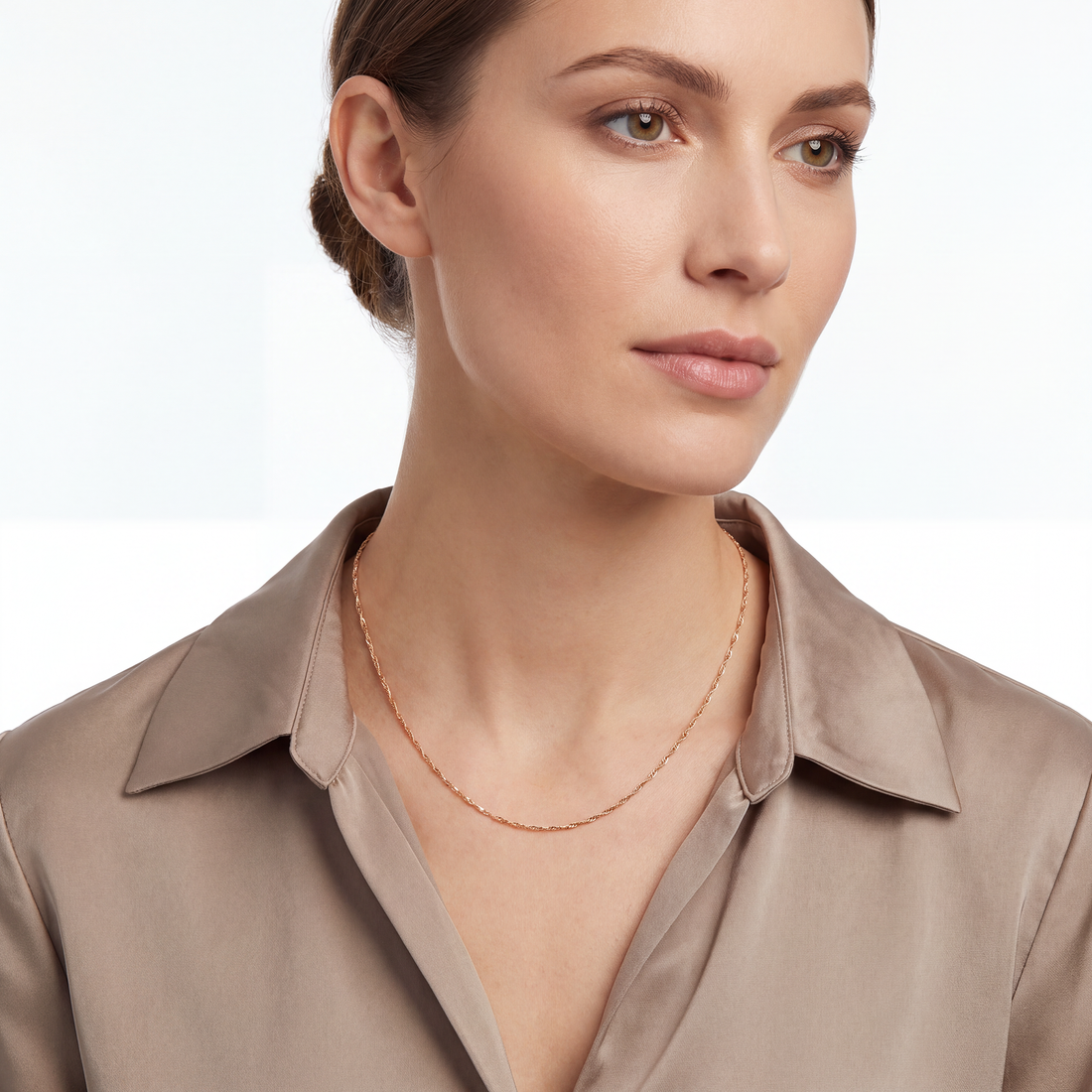 Short gold-tone chain necklace