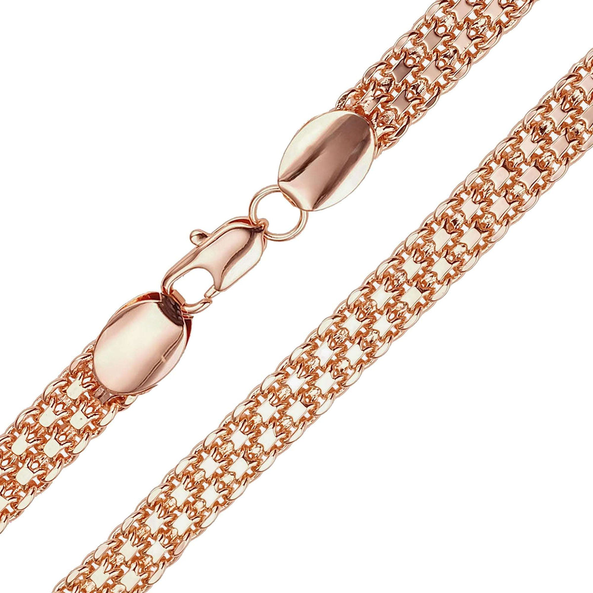 Wide Bismarck chain in a rosy gold tone with a lobster clasp