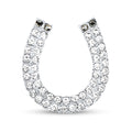 Silver-tone horseshoe brooch with two rows of clear stones and dark ends