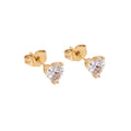 Stud earrings with clear heart-shaped cubic zirconia in gold-plated settings