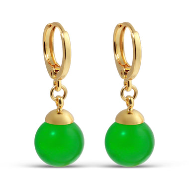 Bright green bead drop earrings