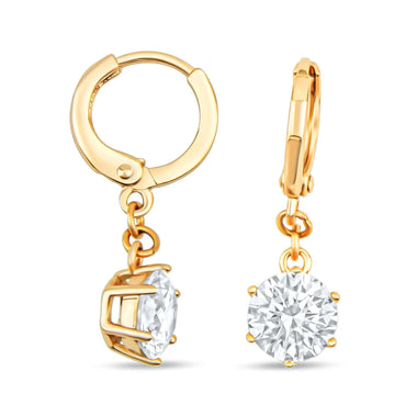 Round cubic zirconia drop earrings