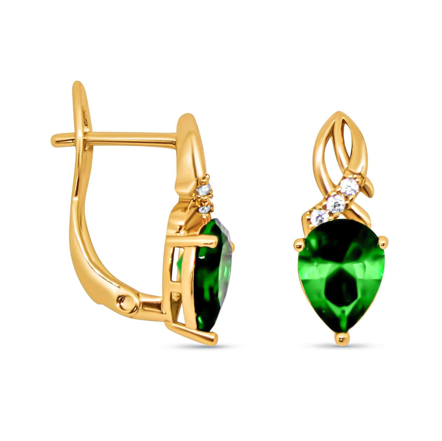 Green teardrop cubic zirconia earrings