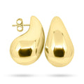 Chunky gold-plated teardrop earrings with a smooth glossy surface and push-back studs