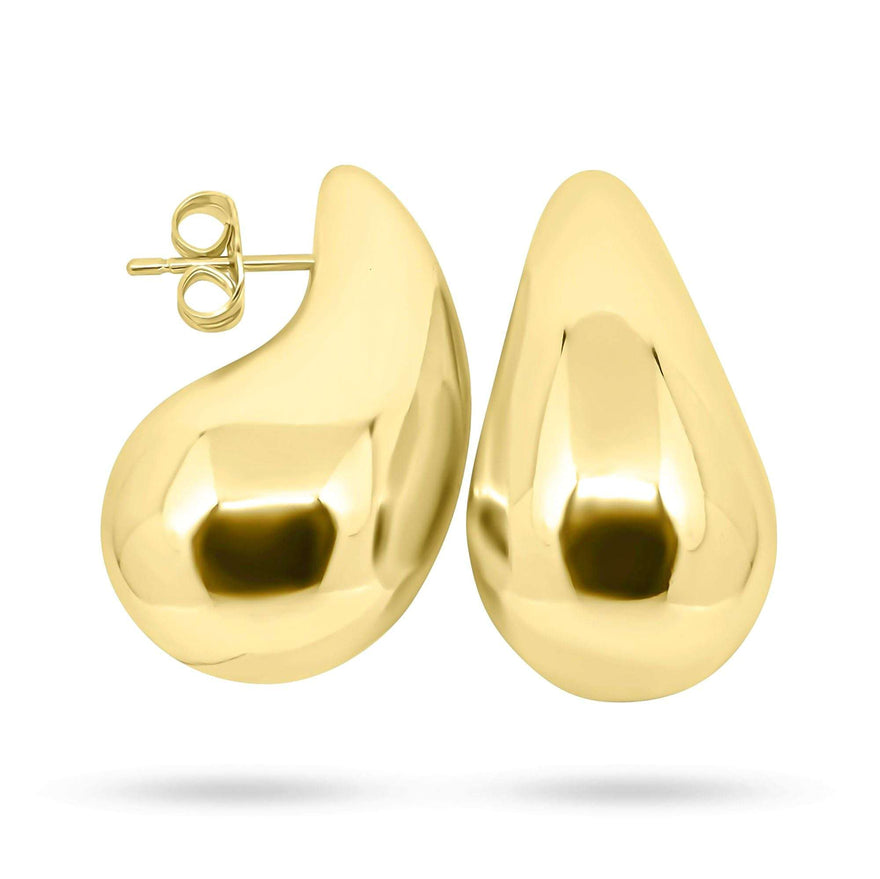 Bold teardrop stud earrings, 32 mm