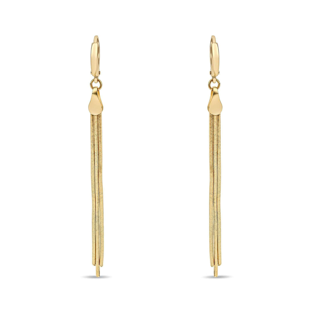 Chain tassel drop earrings, 75 mm