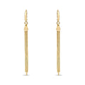 Long gold-plated earrings with flowing chain fringe and French hooks