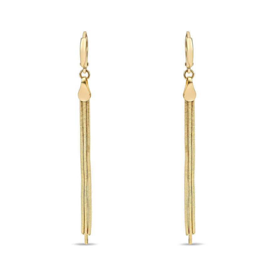 Chain tassel drop earrings, 75 mm
