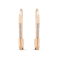 Safety pin earrings in rose gold tone with a row of white cubic zirconia