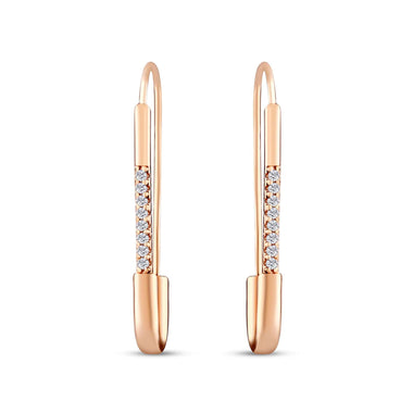 Zirconia-lined safety pin earrings
