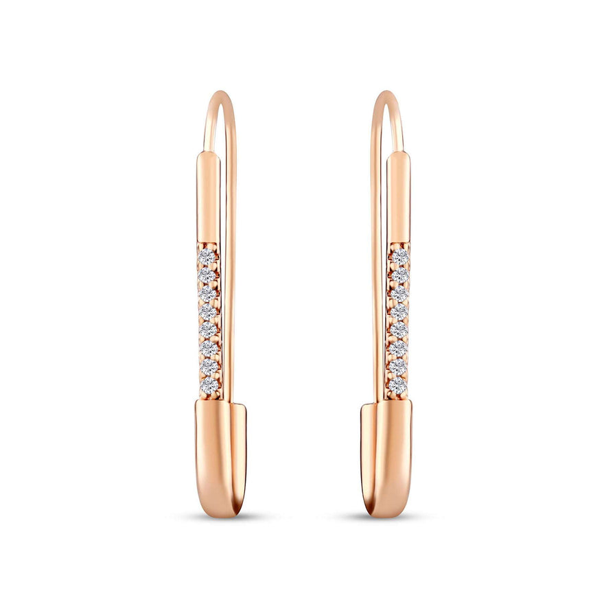 Zirconia-lined safety pin earrings