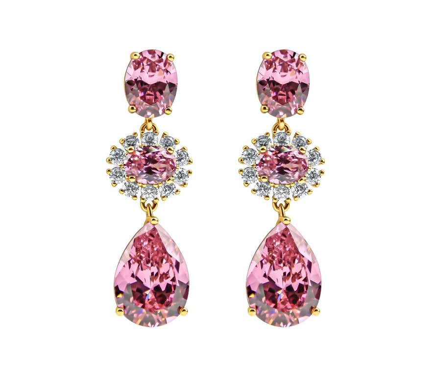 Pink Swarovski crystal drop earrings