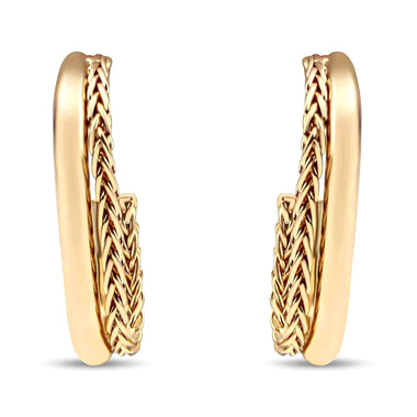 Woven oval hoop earrings, 28 mm