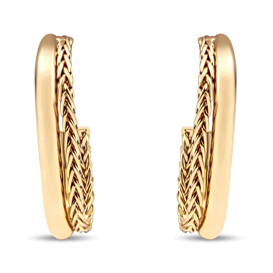 Woven oval hoop earrings, 28 mm