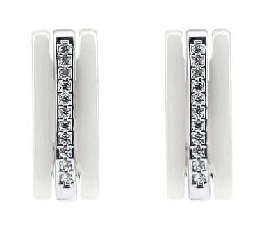Petite white ceramic earrings, 15 mm