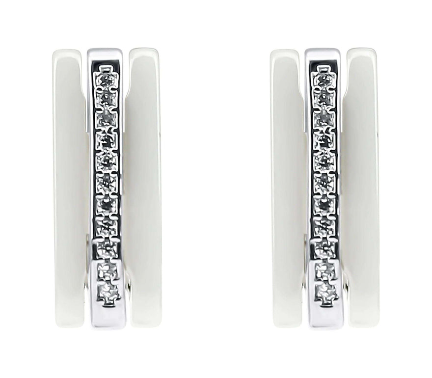 Petite white ceramic earrings, 15 mm
