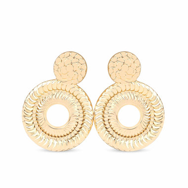 Ribbed open disc earrings, 38 mm