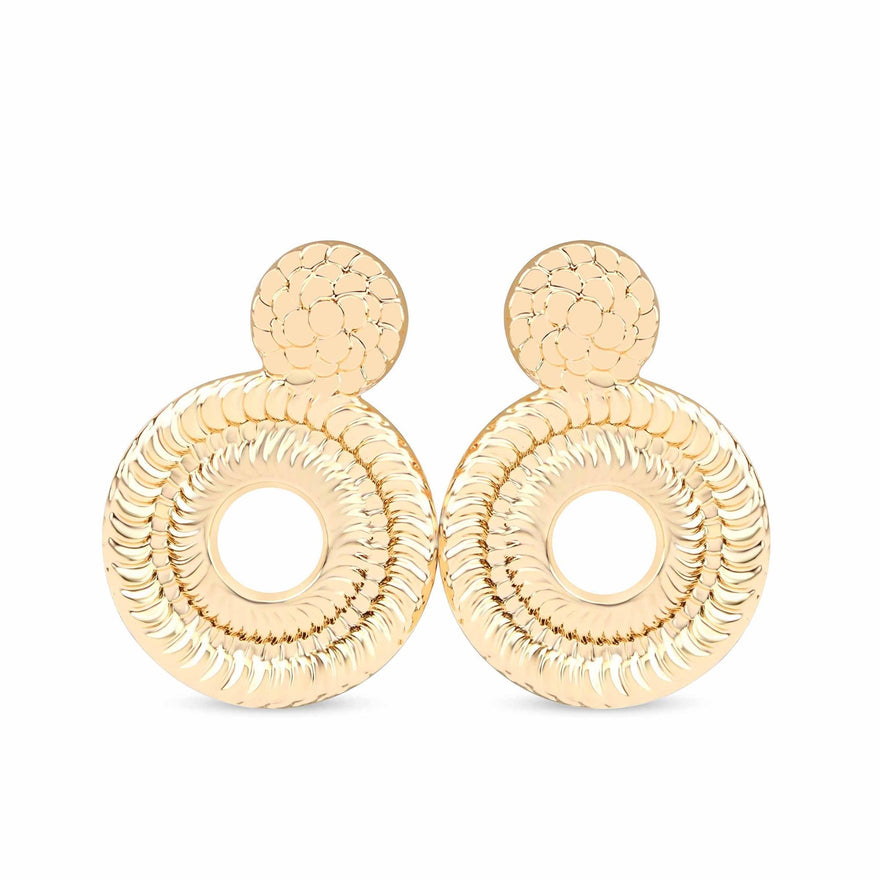 Ribbed open disc earrings, 38 mm