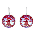 Earrings with round red-violet Swarovski crystals and silver-tone French hooks