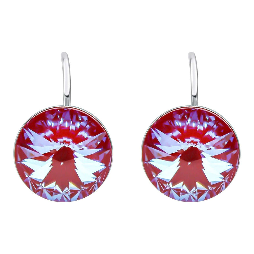 Red-violet Swarovski crystal earrings