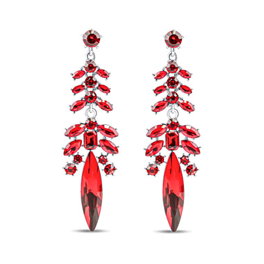 Red floral statement earrings, 90 mm