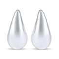 Silver-tone teardrop earrings with a smooth, shiny surface