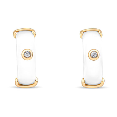 Glossy white ceramic earrings, 19 mm