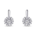 Silver-tone earrings with a radiant cubic zirconia flower and a large central stone
