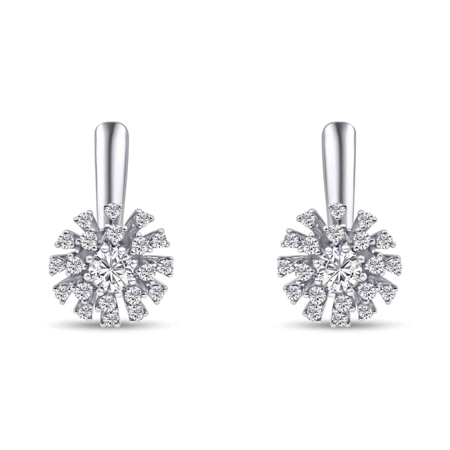 Cubic zirconia flower drop earrings