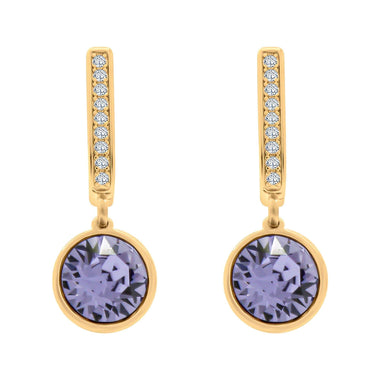 Lilac crystal drop earrings, 26 mm