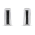Rectangular earrings with a black ceramic inlay in a shiny frame, front view