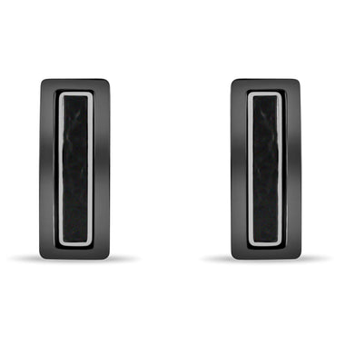 Rectangular black ceramic drop earrings