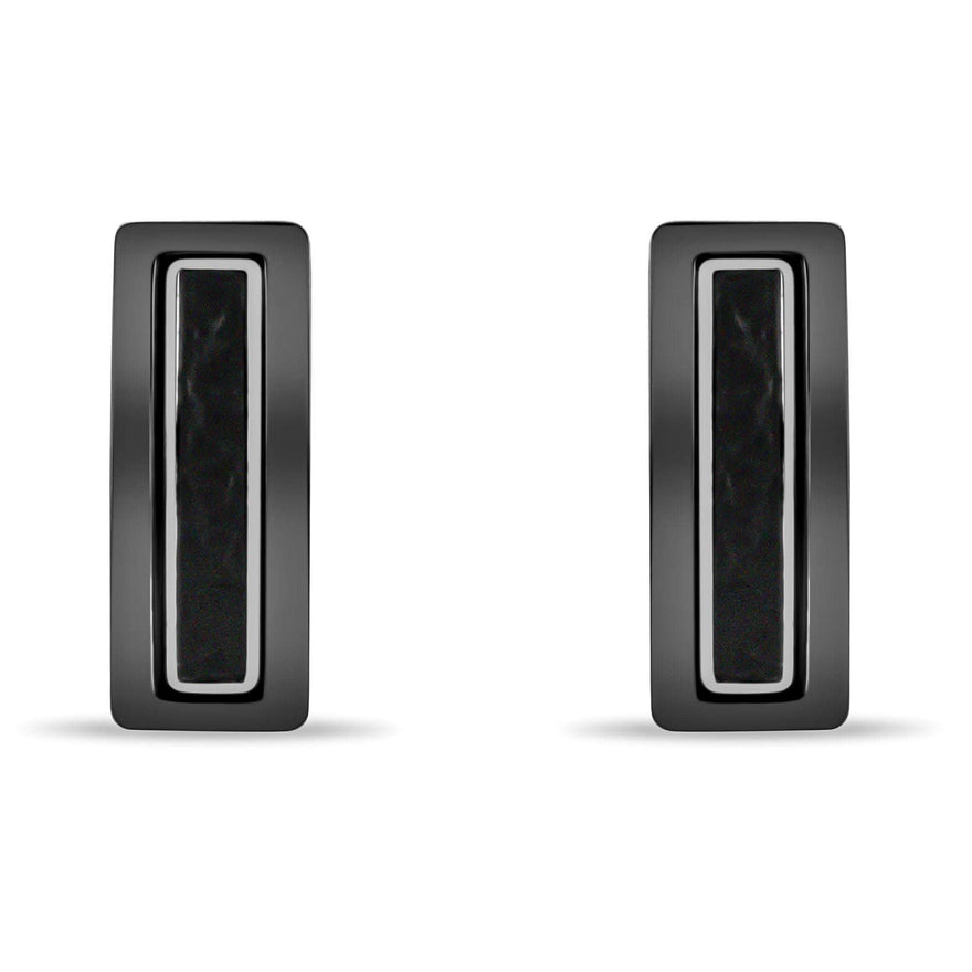 Rectangular black ceramic drop earrings