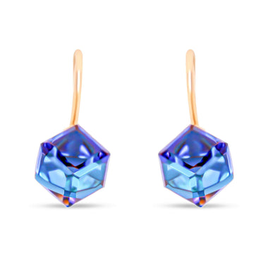 Geometric blue-violet crystal earrings