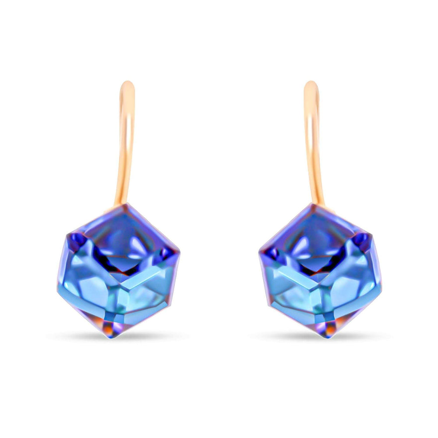 Geometric blue-violet crystal earrings