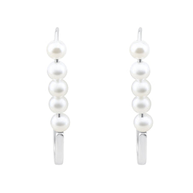 Faux pearl safety pin earrings, 30 mm