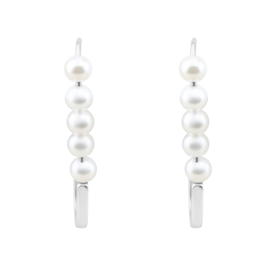 Faux pearl safety pin earrings, 30 mm