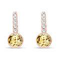 Round yellow crystal earrings with a row of clear cubic zirconia
