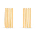 Rectangular stud earrings with vertical ribbing and a shiny gold-tone finish