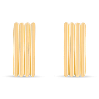 Ribbed half-hoop earrings, 20 mm