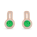 Rose gold-tone earrings with a green crystal, cubic zirconia halo and leverback